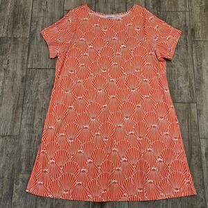Lemon Way‎ Dress Womens Size 2X Orange Clam Shell Print T-Shirt Short Sleeve